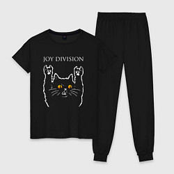 Пижама хлопковая женская Joy Division rock cat, цвет: черный