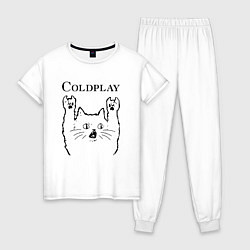Пижама хлопковая женская Coldplay - rock cat, цвет: белый