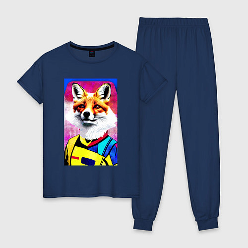 Женская пижама Fox - pop art - fashionista / Тёмно-синий – фото 1