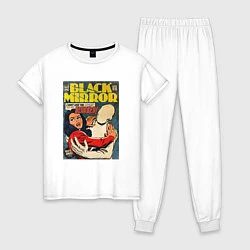 Пижама хлопковая женская Белое рождество - Черное зеркало: комикс обложка, цвет: белый