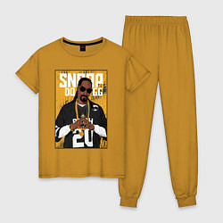 Пижама хлопковая женская Snoop dogg с цепями, цвет: горчичный
