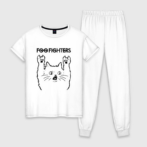 Женская пижама Foo Fighters - rock cat / Белый – фото 1