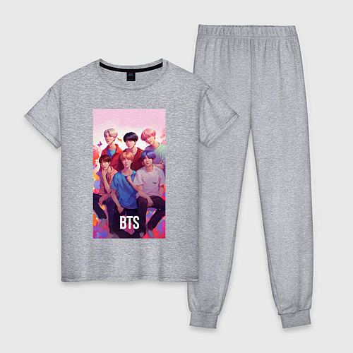 Женская пижама BTS art anime style / Меланж – фото 1