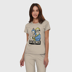 Пижама хлопковая женская Vault science, цвет: миндальный — фото 2