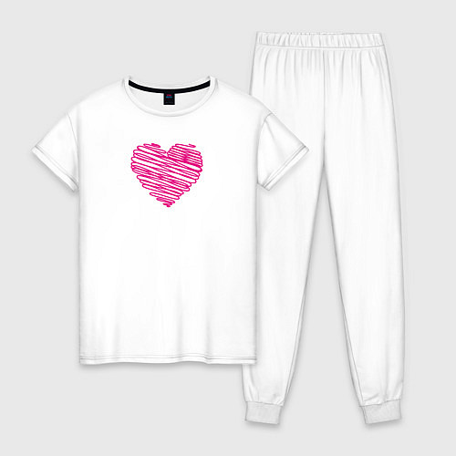 Женская пижама Сердце фломастером / Белый – фото 1