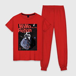 Пижама хлопковая женская MoMo - Защита от астероидов, цвет: красный