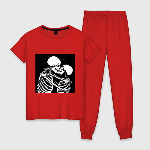 Женская пижама Kissing skeletons / Красный – фото 1