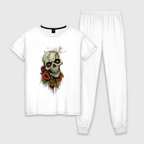Женская пижама Зомби Цветы / Белый – фото 1