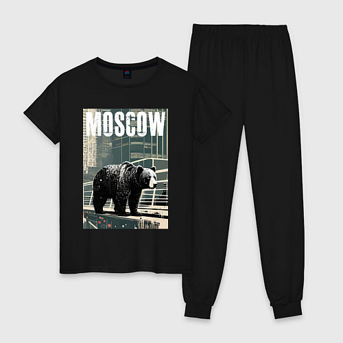 Женская пижама Москва - Россия - медведь / Черный – фото 1