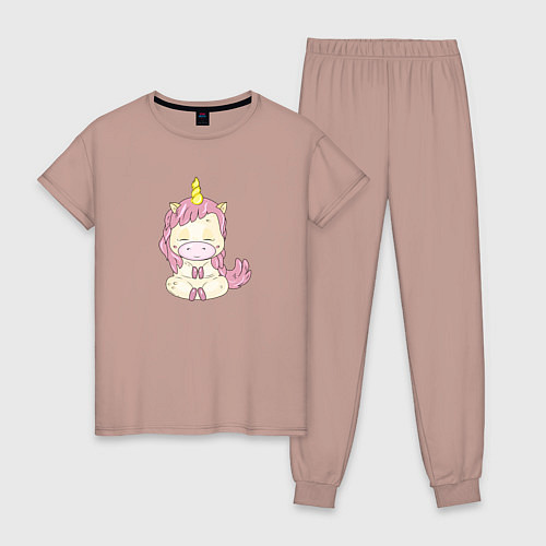 Женская пижама Йог единорог / Пыльно-розовый – фото 1