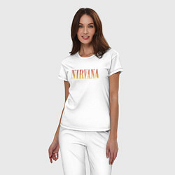 Пижама хлопковая женская Nirvana logo, цвет: белый — фото 2
