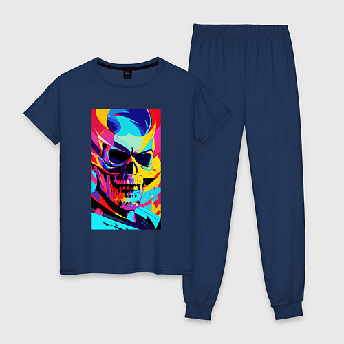 Женская пижама Cool skull - pop art / Тёмно-синий – фото 1