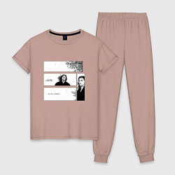 Пижама хлопковая женская Миямото Мусаси бродяга, цвет: пыльно-розовый