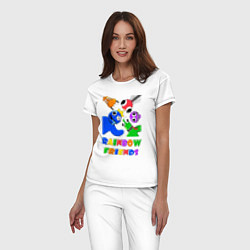 Пижама хлопковая женская Rainbow Friends персонажи, цвет: белый — фото 2