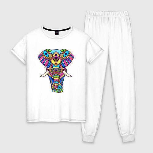 Женская пижама Разноцветный слон / Белый – фото 1