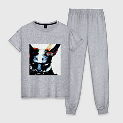 Пижама хлопковая женская Slipkat Meowa, цвет: меланж