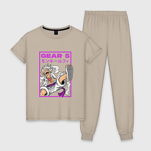 Женская пижама One piece - gear 5 белый / Миндальный – фото 1