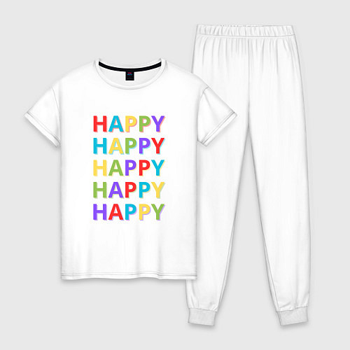 Женская пижама Разноцветное счастье / Белый – фото 1