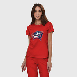 Пижама хлопковая женская Columbus blue jackets - hockey team - emblem, цвет: красный — фото 2