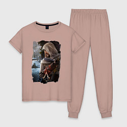Пижама хлопковая женская Assassins Creed Mirage Асасин Крид Мираж, цвет: пыльно-розовый