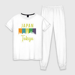 Пижама хлопковая женская Токио Япония, цвет: белый