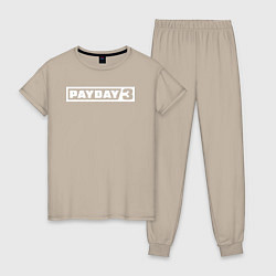 Пижама хлопковая женская Payday 3 logo, цвет: миндальный