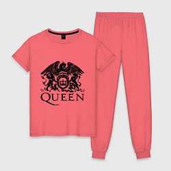 Пижама хлопковая женская Queen - logo, цвет: коралловый
