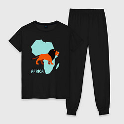 Пижама хлопковая женская Лев из Африки, цвет: черный