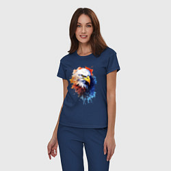 Пижама хлопковая женская Граффити с орлом, цвет: тёмно-синий — фото 2