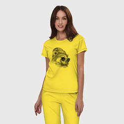 Пижама хлопковая женская Красная панда в шапке, цвет: желтый — фото 2