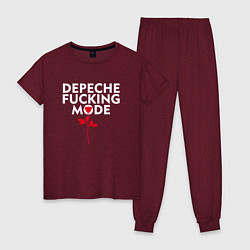 Пижама хлопковая женская Depeche Mode - Rose mode, цвет: меланж-бордовый