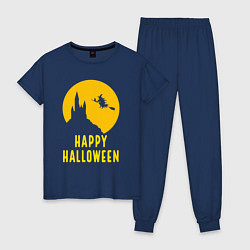 Пижама хлопковая женская Halloween witch, цвет: тёмно-синий