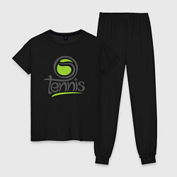 Пижама хлопковая женская Tennis ball, цвет: черный