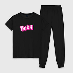 Пижама хлопковая женская Baby: pink barbie style, цвет: черный