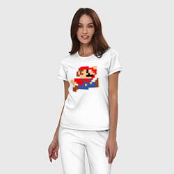 Пижама хлопковая женская Пиксельный Марио, цвет: белый — фото 2