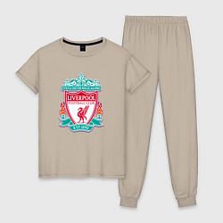 Пижама хлопковая женская Liverpool fc sport collection, цвет: миндальный