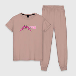 Пижама хлопковая женская Kenergy - metallica and barbie style, цвет: пыльно-розовый