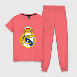 Пижама хлопковая женская Real madrid fc sport, цвет: коралловый