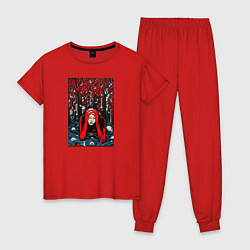 Пижама хлопковая женская Дереализация, цвет: красный
