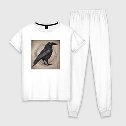 Пижама хлопковая женская Сумрачный ворон из портала, цвет: белый