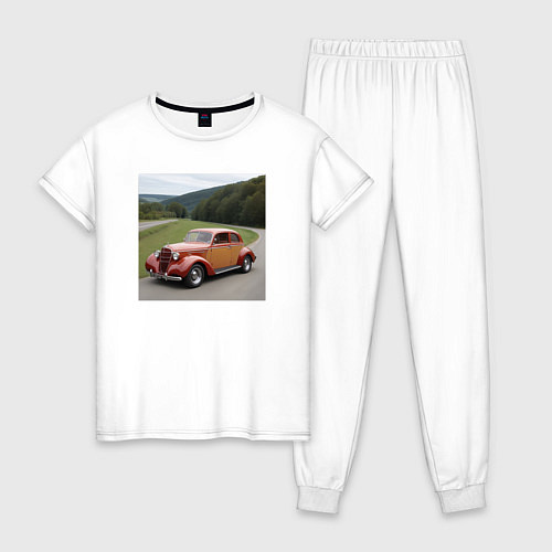 Женская пижама Ретро авто / Белый – фото 1