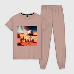Пижама хлопковая женская Вечер на марсе, цвет: пыльно-розовый