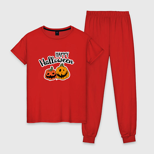 Женская пижама Happy halloween с тыквами / Красный – фото 1