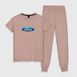 Пижама хлопковая женская Ford usa auto brend, цвет: пыльно-розовый