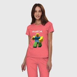 Пижама хлопковая женская Roblox бегущий персонаж, цвет: коралловый — фото 2