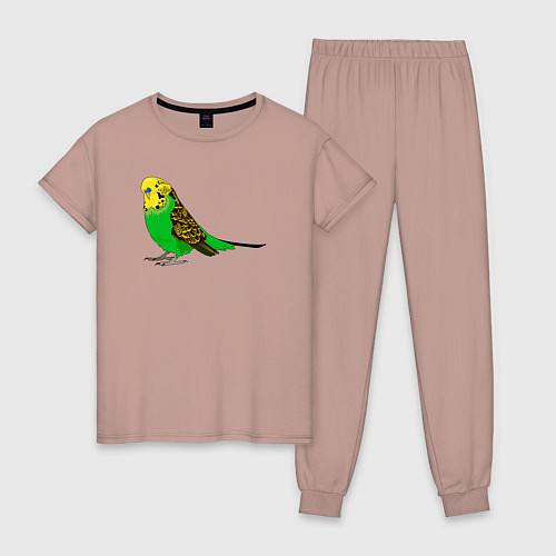 Женская пижама Красивый попугайчик / Пыльно-розовый – фото 1