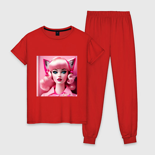 Женская пижама Barbie cat / Красный – фото 1