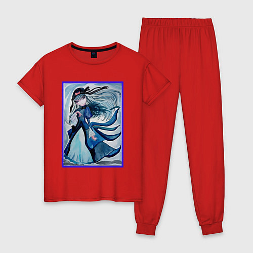 Женская пижама Девушка ночь в стиле аниме / Красный – фото 1