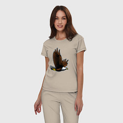 Пижама хлопковая женская Летящий орёл, цвет: миндальный — фото 2