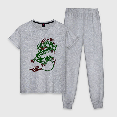 Женская пижама Символ года - зелёный дракон / Меланж – фото 1